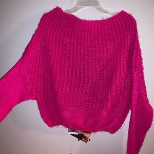 Akira pink off the shoulder sweater